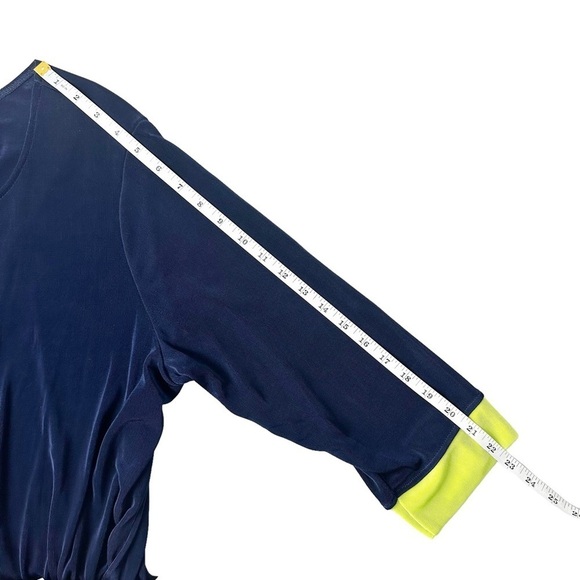 CitiKnits Petite Navy and Neon Green 3/4 Sleeve Jacket - Picture 6 of 13